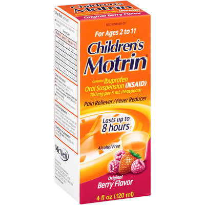 Children's Motrin® Original Berry Flavor Pain Reliever/Fever Reducer Oral Suspension for Ages 2 to 11 4 fl. oz. Box