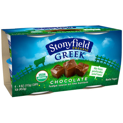 Stonyfield Organic™ Greek Chocolate Fudge Sauce on the Bottom Nonfat Yogurt 4-4 oz. Cups