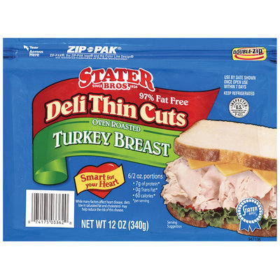 Stater Bros. Oven Roasted Deli Thin Cuts Turkey Breast 12 Oz Zip Pak