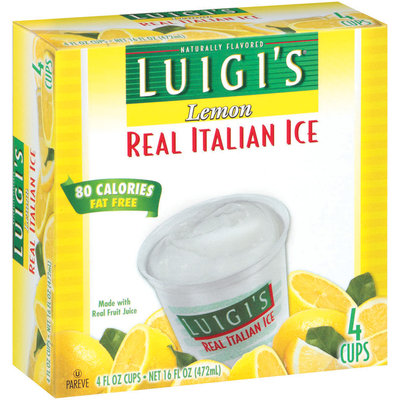 Luigi's Lemon Cups 4 Oz Real Italian Ice 4 Ct Box