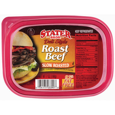 Stater Bros. Slow Roasted Deli Style 96% Fat Free Roast Beef 7 Oz Tub