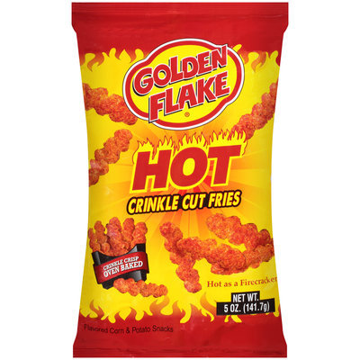 Golden Flake® Hot Crinkle Cut Fries Flavored Corn & Potato Snacks 5 oz. Bag