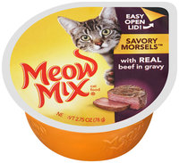 Meow Mix Savory Morsels with Real Beef in Gravy Wet Cat Food, 2.75-Ounce Cup