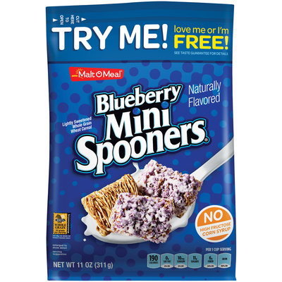 Malt-O-Meal® Blueberry Mini Spooners® Lightly Sweetened Whole Grain Wheat Cereal 11 oz. Bag