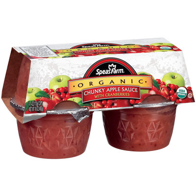 Speas Farm Organic Chunky W/Cranberries 4 Pk/ Apple Sauce 4 Oz Cup