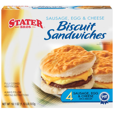 Stater Bros. Sausage Egg & Cheese 4 Ct Biscuit Sandwiches 18.1 Oz Box