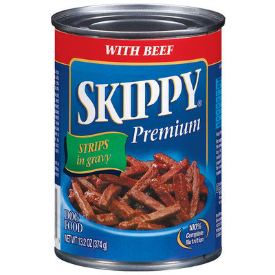 Skippy® Dog Food with Beef Strips in Gravy