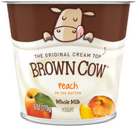 Brown Cow Peach on the Bottom Cream Top Yogurt 6 oz. Cup
