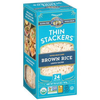 Lundberg® Organic Thin Stackers™ Brown Rice Lightly Salted Puffed Grain Cakes 24 ct Box