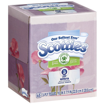 Scotties Ultra White Unscented 3 Ply Facial Tissue 65 Ct Box