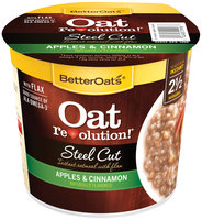 BetterOats® Oat Revolution!® Steel Cut Apples & Cinnamon Instant Oatmeal with Flax 1.95 oz. Cup