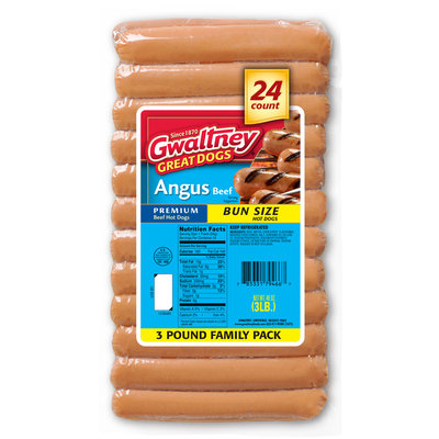 Gwaltney® Angus Beef Bun Size Hot Dogs 48 oz. Pack
