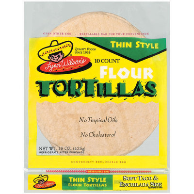 Lynn Wilson's Thin Style Soft Taco & Enchilada Size 10 Ct Flour Tortillas 15 Oz Bag