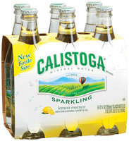 Calistoga Sparkling Mineral Water Lemon Essence 6-12 fl. oz. Glass Bottles