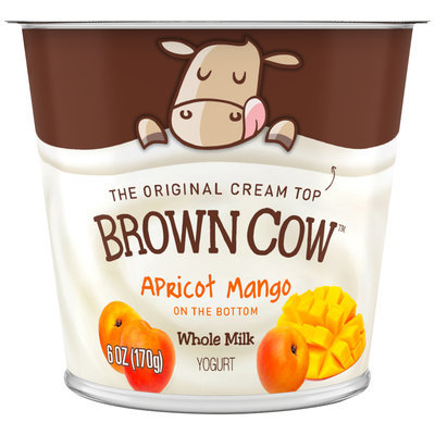 Brown Cow Apricot Mango on the Bottom Cream Top Yogurt 6 oz. Cup
