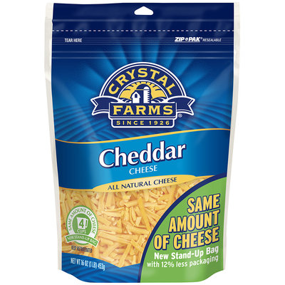 Crystal Farms® Shredded Cheddar Cheese 16 oz. Zip Pak®