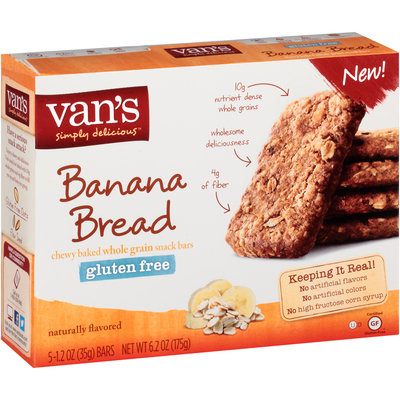 Van's Simply Delicious™ Gluten Free Banana Bread Snack Bars 5-1.2 oz. Bars