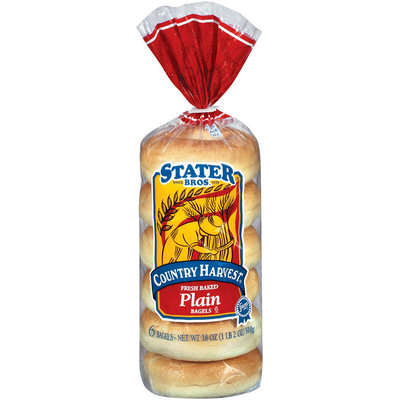 Stater Bros. Plain Country Harvest 6 Ct Bagels 18 Oz Bag