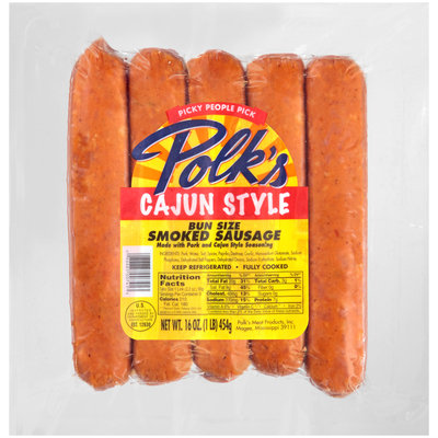 Polk's Cajun Style Bun Size Smoked Sausage 16 oz. Pack