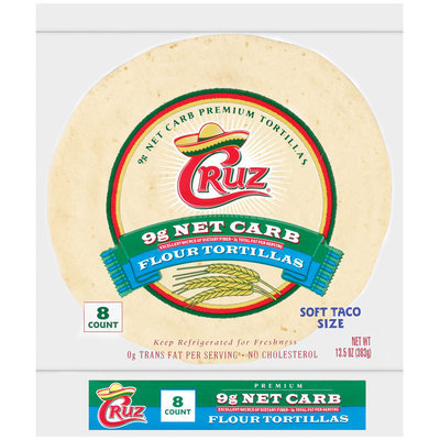 Cruz Flour Soft Taco Size 8 Ct Tortillas 13.5 Oz Bag
