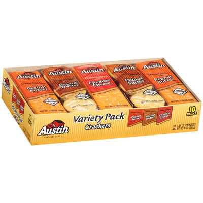 Austin Variety Pack Cheese W/Peanut Butter/Toasty Crackers W/Peanut Butter/Cheese Crackers W/Cheddar Cheese Cracker Sandwiches 13.8 Oz Box