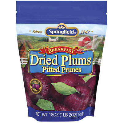 Springfield Breakfast Pitted Prunes Dried Plums 18 Oz Stand Up Bag