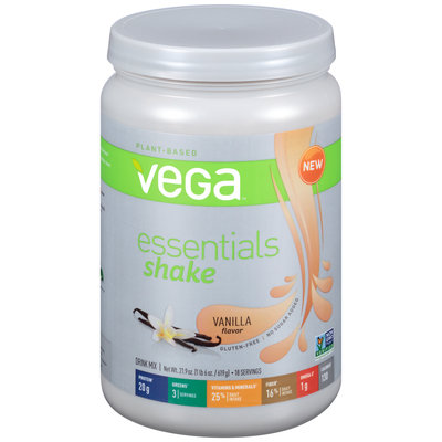 Vega™ Essentials Protein Shake Vanilla Flavor Drink Mix 21.9 oz. Canister