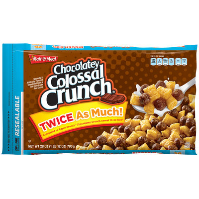 Malt-O-Meal® Chocolately Colossal Crunch® Sweetened Corn & Oat Cereal 28 oz. ZIP-PAK