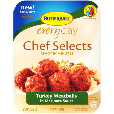 Butterball® Everyday Chef Selects Turkey Meatballs in Marinara Sauce 15 oz. Tray