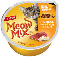 Meow Mix Tender Favorites with Real Tuna and Egg in Sauce Wet Cat Food, 2.75-Ounce Cup