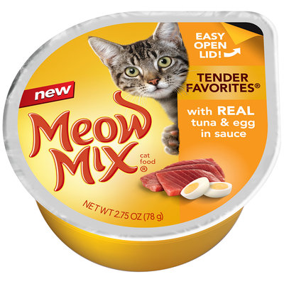 Meow Mix Tender Favorites with Real Tuna and Egg in Sauce Wet Cat Food, 2.75-Ounce Cup