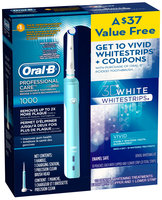 Oral-B Professional Care 1000 & Crest 3D Whitestrips Vivid Electric Toothbrush Kit