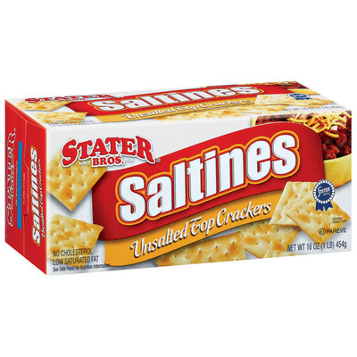 Stater Bros. Saltines Unsalted Top Crackers 16 Oz Box