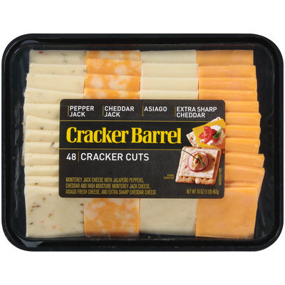 Cracker Barrel Pepper Jack, Cheddar Jack, Asiago & Extra Sharp Cheddar Cracker Cuts 48 ct Tray