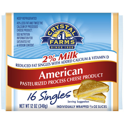 Crystal Farms® 2% Milk American Cheese Slices 16 ct, 12 oz Wrapper
