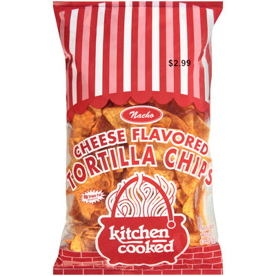 Kitchen Cooked Nacho Cheese Flavored Tortilla Chips $2.99 Prepriced 12 oz. Bag