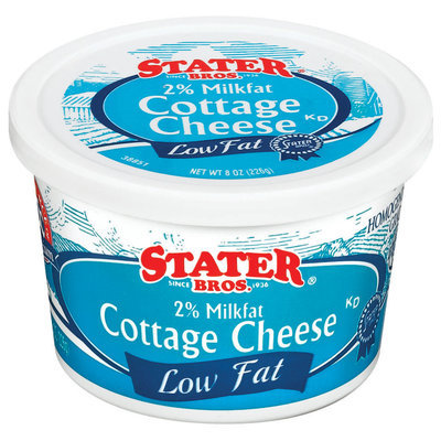 Stater Bros. Low Fat 2% Milkfat Cottage Cheese 8 Oz Tub