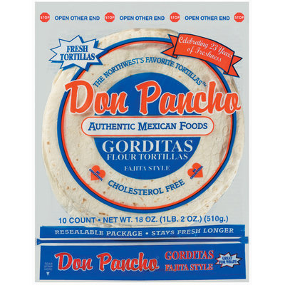 Don Pancho Gorditas Fajita Style 10 Ct Flour Tortillas 18 Oz Bag