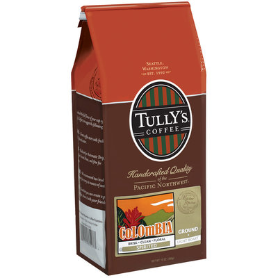 Tully's Coffee Spirited Ground Light Roast Colombia 12 Oz Stand Up Bag