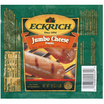 Eckrich Jumbo Cheese Franks 12/1 Lb Franks - Jumbo