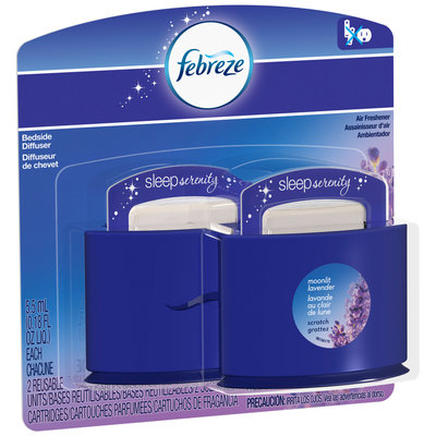 Febreze Sleep Serenity Bedside Diffuser Moonlit Lavender Air Freshener Value Pack 2-0.18 fl. oz. Carded Pack