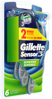 Gillette Sensor3 Sensitive Men's Disposable Razors 4 count + 2 Bonus Gillette Sensor3 Sensitive Men's Disposable Razors , 6 count
