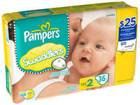 Pampers Swaddlers Jumbo Pack Size 2 Diapers 36 ct Bag
