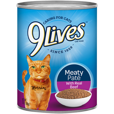 9Lives Meaty Pate With Real Beef Wet Cat Food, 13-Ounce Cans (Pack of 24)