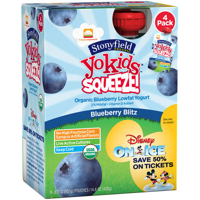 Stonyfield Organic™ YoKids® Squeeze!™ Blueberry Blitz Organic Blueberry Lowfat Yogurt 4-3.7 oz. Pouches
