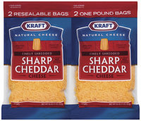 Kraft Natural Cheese Cheddar Sharp Finely Shredded 16 Oz Shredded Cheese 2 Ct Pack
