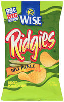 Wise® Ridgies® Dill Pickle Flavored Ridged Potato Chips 2 oz. Bag