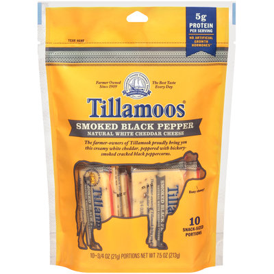 Tillamoos® Snack-Sized Smoked Black Pepper White Cheddar Cheese 10 ct Bag
