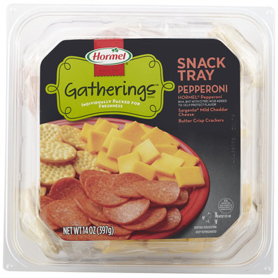 Hormel® Gatherings™ Hormel® Pepperoni, Sargento® Mild Cheddar Cheese & Butter Crisp Crackers 14 oz. Container