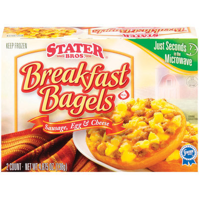Stater Bros. Breakfast Sausage, Egg & Cheese 2 Ct Bagels 4.875 Oz Box